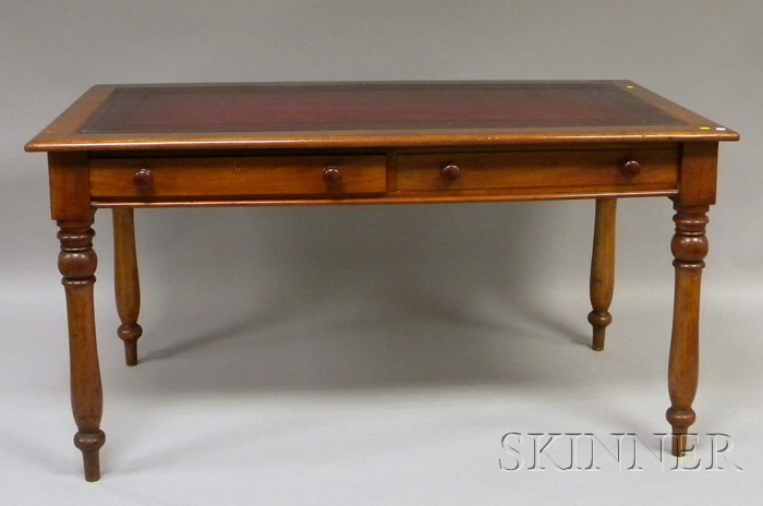 Appraisal: Victorian Walnut Two-Drawer Library Table ht lg wd in