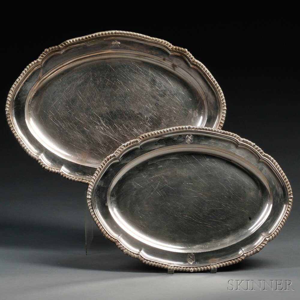 Appraisal: Two George IV Sterling Silver Serving Platters each London -