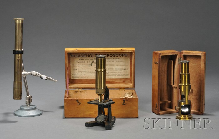 Appraisal: Three Student Microscopes late th early th century the first