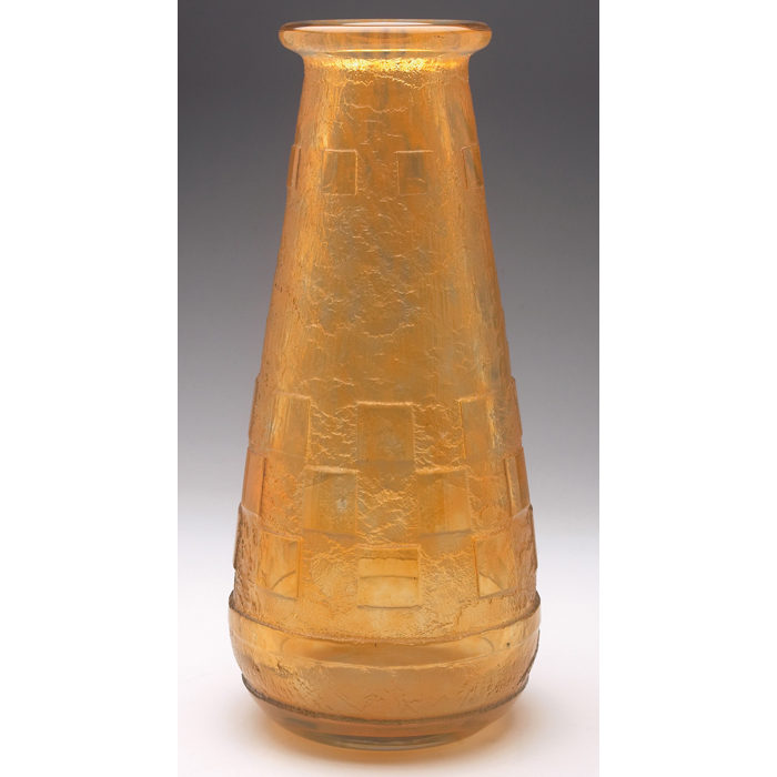 Appraisal: Daum vase large form in yellow glass with etched surface