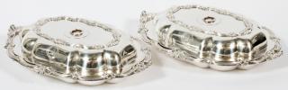 Appraisal: SILVERPLATE COVERED SERVING DISHES PAIR SILVERPLATE COVERED SERVING DISHES PAIR