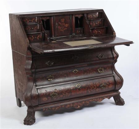 Appraisal: A late th early th century Dutch walnut and floral