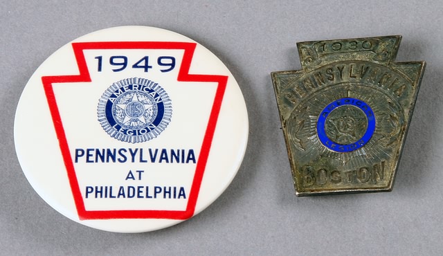 Appraisal: American Legion department of Pa delegate pins Metal Keystone shaped