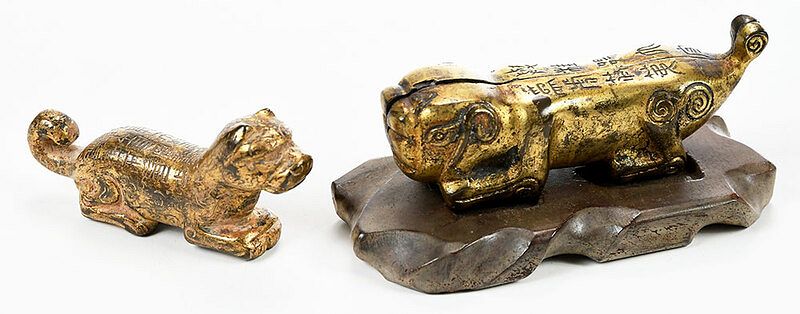 Appraisal: Two Chinese Inscribed Gilt Bronze Tiger Tallies Ming or Ming