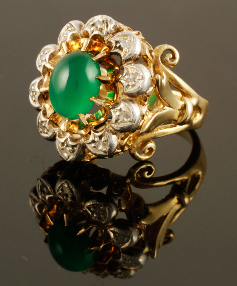 Appraisal: - K Gold Diamond and Emerald Ring K yellow gold