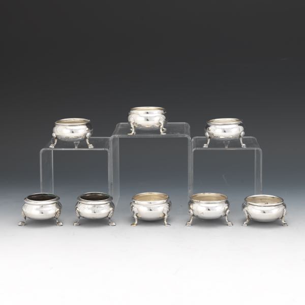 Appraisal: EIGHT STERLING SILVER SALT CELLARS BY VARIOUS MAKERS Eight salt