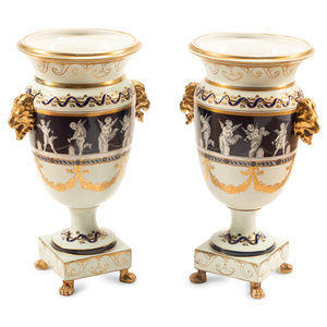 Appraisal: A Pair of Minton Style P te-sur-P te Vases th