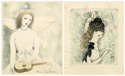 Appraisal: Two Marie Laurencin etchings French - Jeune Fille agrave la