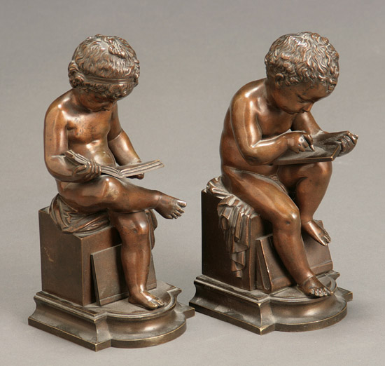 Appraisal: Pair of French Bronze Putto Bookends Susse Fr res Circa