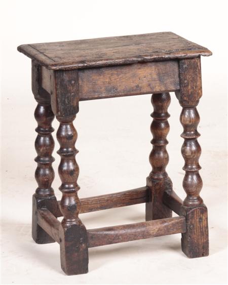 Appraisal: A th century oak joint stool the moulded rectangular top