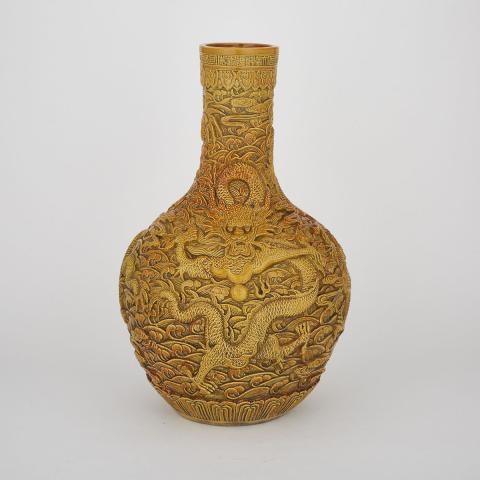 Appraisal: Massive Moulded Dragon Vase Mid th Century Condition wear consistent