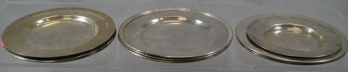 Appraisal: sterling silver horse show trophy bread and butter plates various