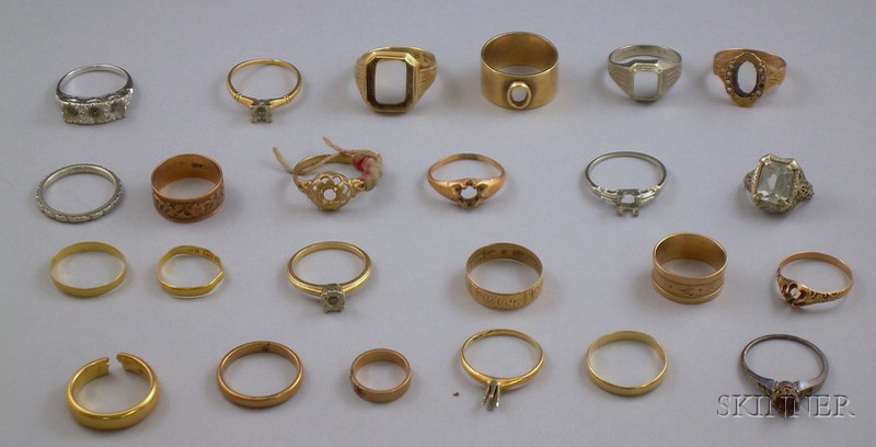 Appraisal: Twenty-four Assorted Gold Settings and Bands mostly Victorian and Art