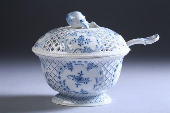 Appraisal: MEISSEN BLUE AND WHITE PORCELAIN SAUCE TUREEN WITH SPOON th