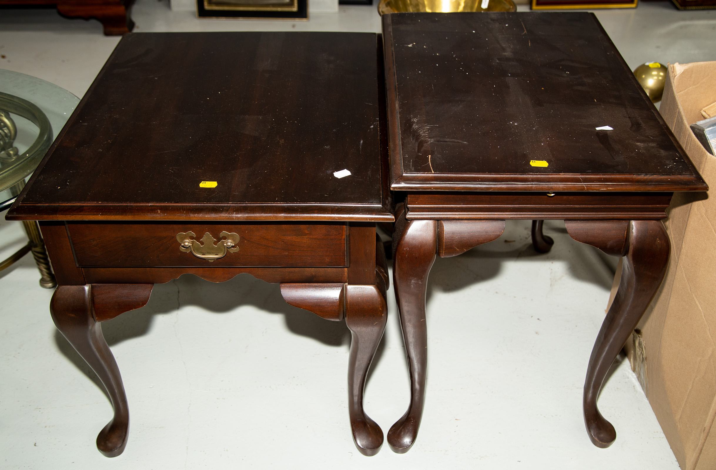 Appraisal: TWO QUEEN ANNE STYLE CHERRY END TABLES Later th century