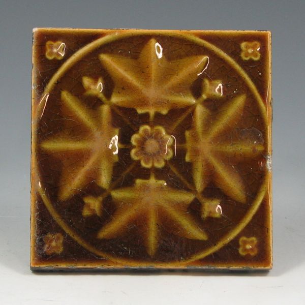 Appraisal: Metzner Hatt Co pre- olive-brown glazed tile Marked Metzner Hatt