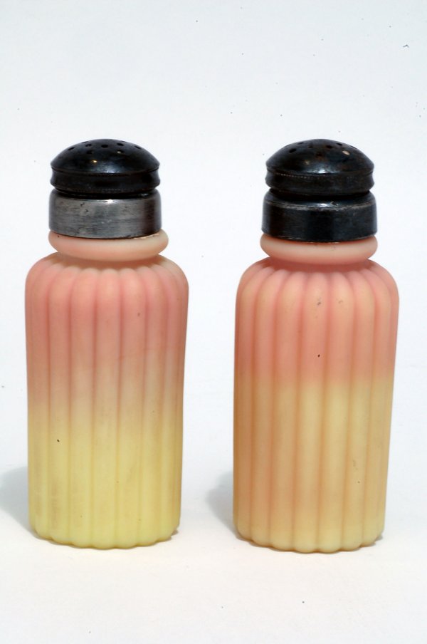 Appraisal: Circa Mount Washington Burmese salt and pepper shakers ribbed with