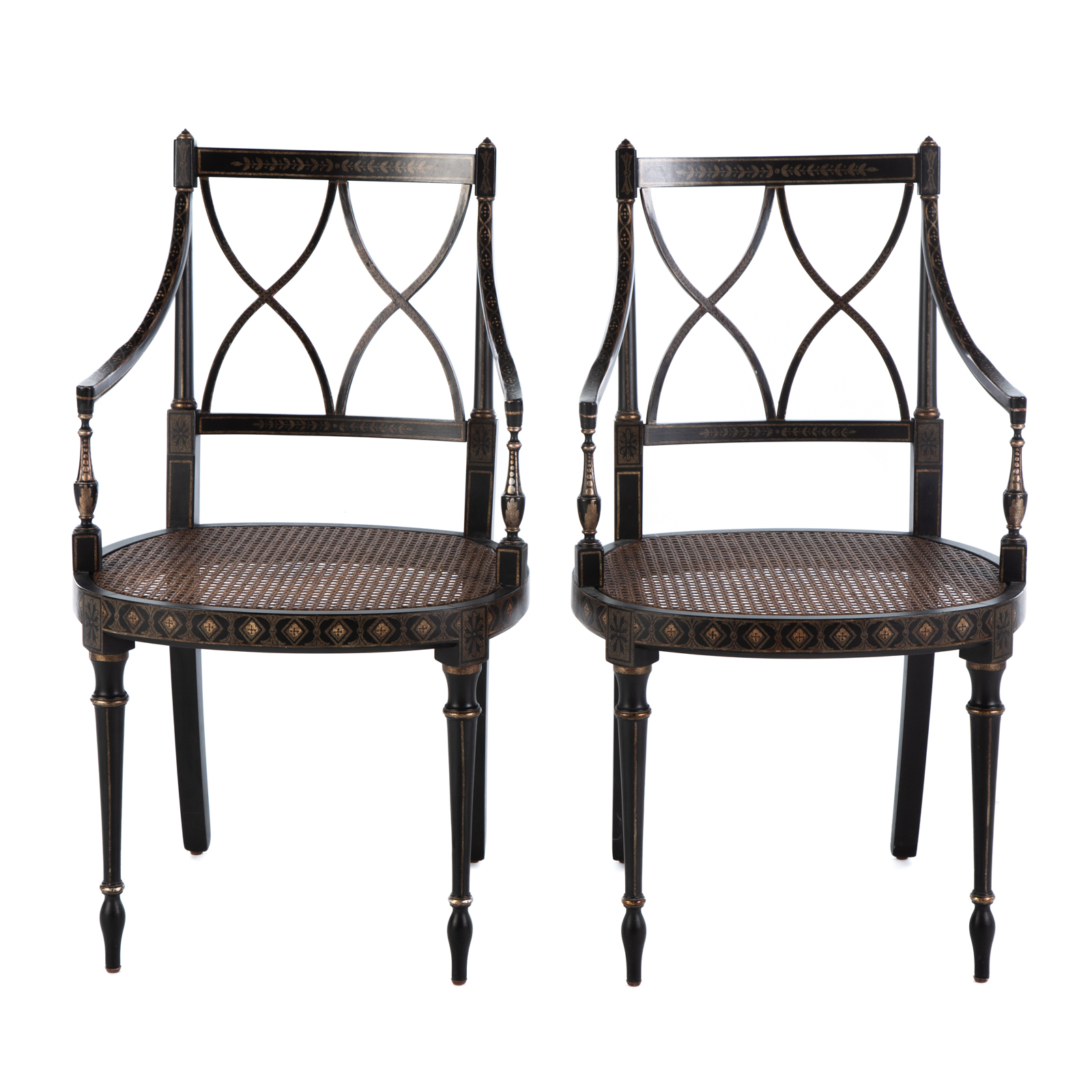 Appraisal: PAIR OF AMERICAN CLASSICAL STYLE CHAIRS th century in the