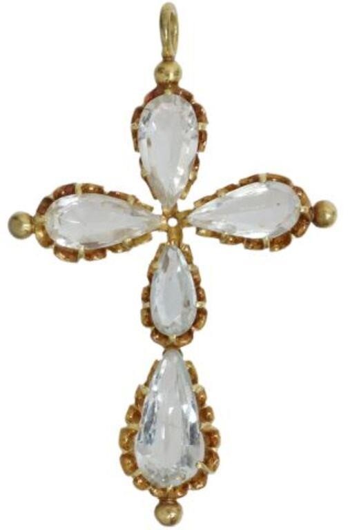 Appraisal: Estate kt yellow gold tested cross pendant four pear shaped