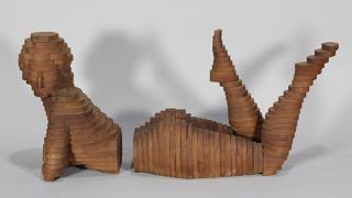 Appraisal: Moderne figural bookends Moderne figural bookends depicting a stylized resting