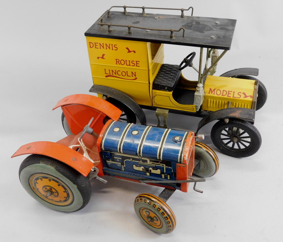 Appraisal: Two tin plate vehicles to include a Mettoy clockwork tractor