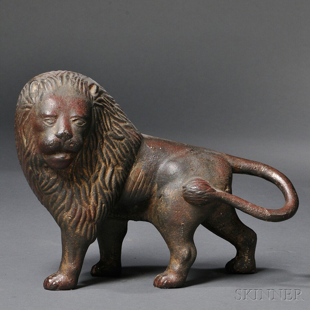 Appraisal: Cast Iron Lion Doorstop America late th century vestiges of