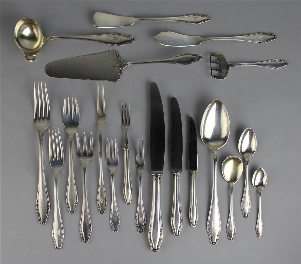 Appraisal: GERMAN SILVER PART FLATWARE SERVICE marked and with makers mark