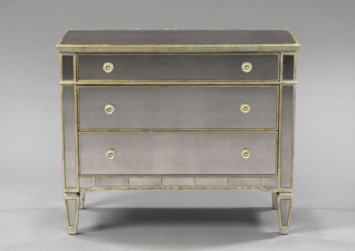 Appraisal: Mirrored Glass-Veneered Chest of Drawers in the Italian Directoire style