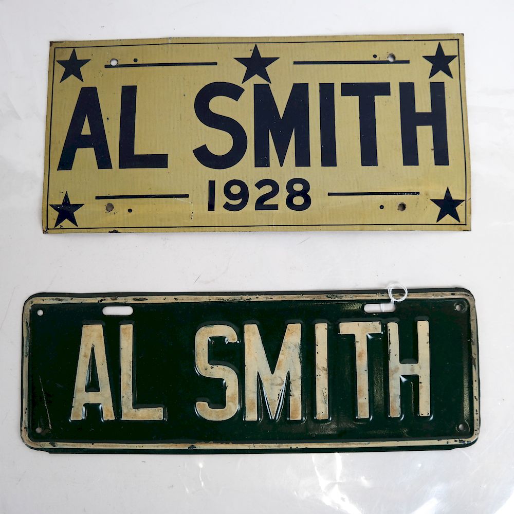 Appraisal: Al Smith License Plate with Another Tag Unusual dated and