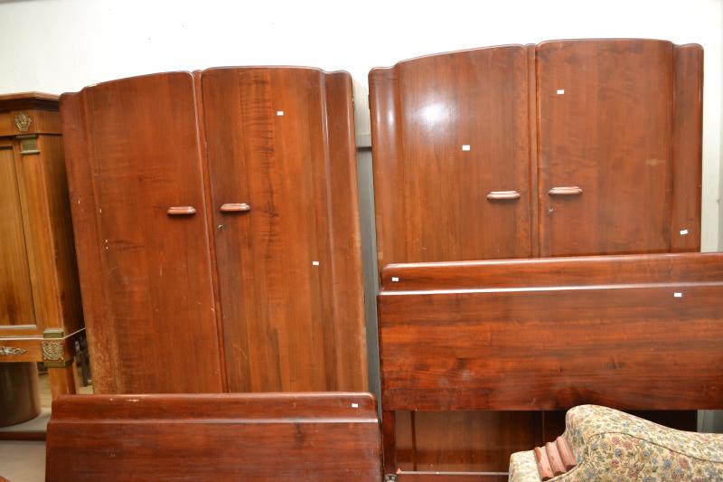 Appraisal: TWO MIDCENTURY MYRTLE TWO DOOR WARDROBES TWO MIDCENTURY MYRTLE TWO