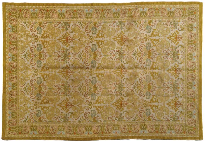 Appraisal: ANTIQUE EUROPEAN CARPET Predominant colors of green and gold with