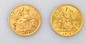 Appraisal: Two half sovereigns and