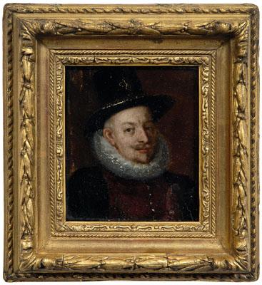 Appraisal: th century style miniature portrait clothed in hat and ruff