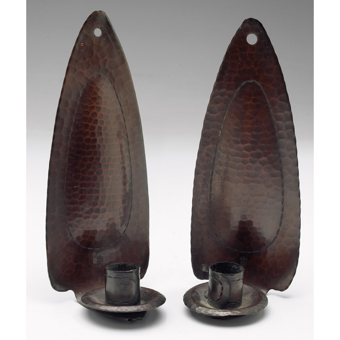 Appraisal: Roycroft sconces pair hammered copper with original patina impressed mark