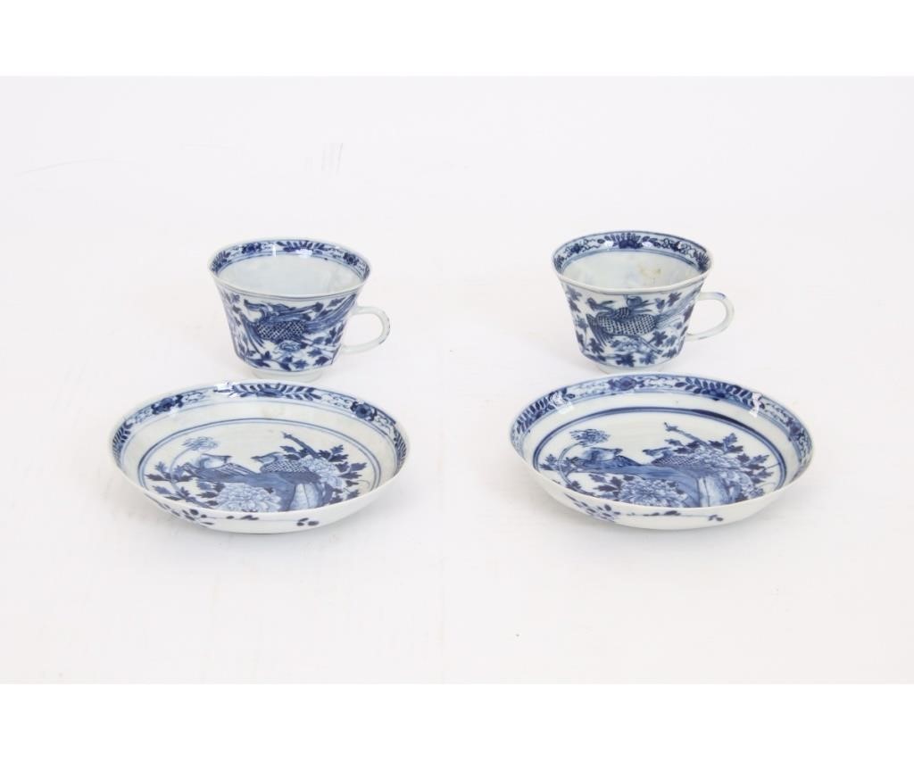 Appraisal: Pair of blue and white Chinese porcelain cups and saucers