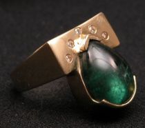 Appraisal: Pear-Shaped Cabochon Tourmaline Ring Pear-shaped cabochon tourmaline ring is attached