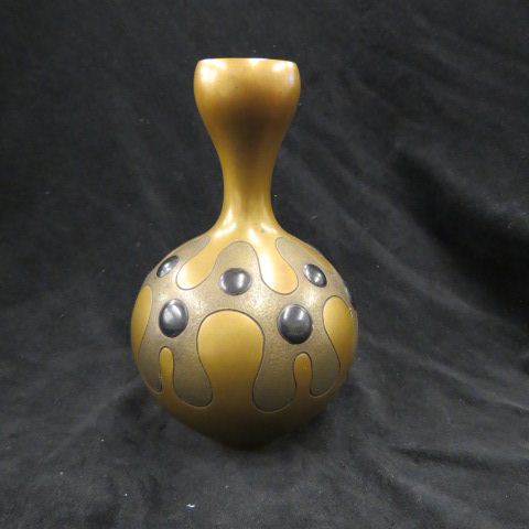 Appraisal: Oriental Bronze Vase Jeweled and textured design signed tall excellent