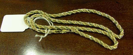 Appraisal: A THREE COLOURED YELLOW METAL ROPE TWIST NECKLACE