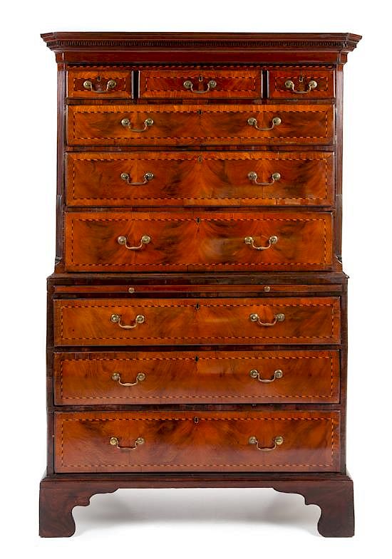 Appraisal: A George III Mahogany Chest-on-Chest Height x width x depth