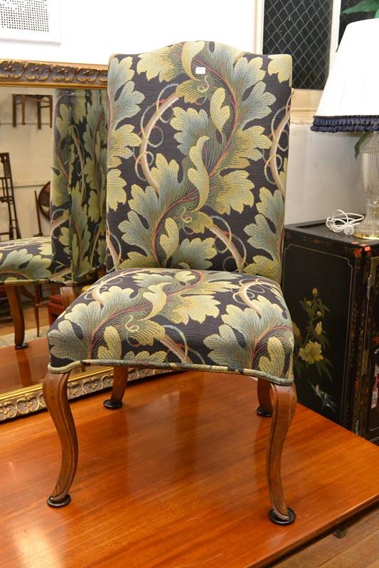 Appraisal: FRENCH PROVINCIAL STYLE CHAIR IN MORRIS LARGE LEAF FABRIC