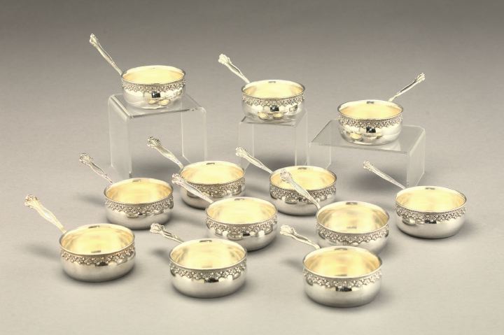 Appraisal: Set of Twelve Theodore B Starr Sterling Silver-Handled Ramekin Frames