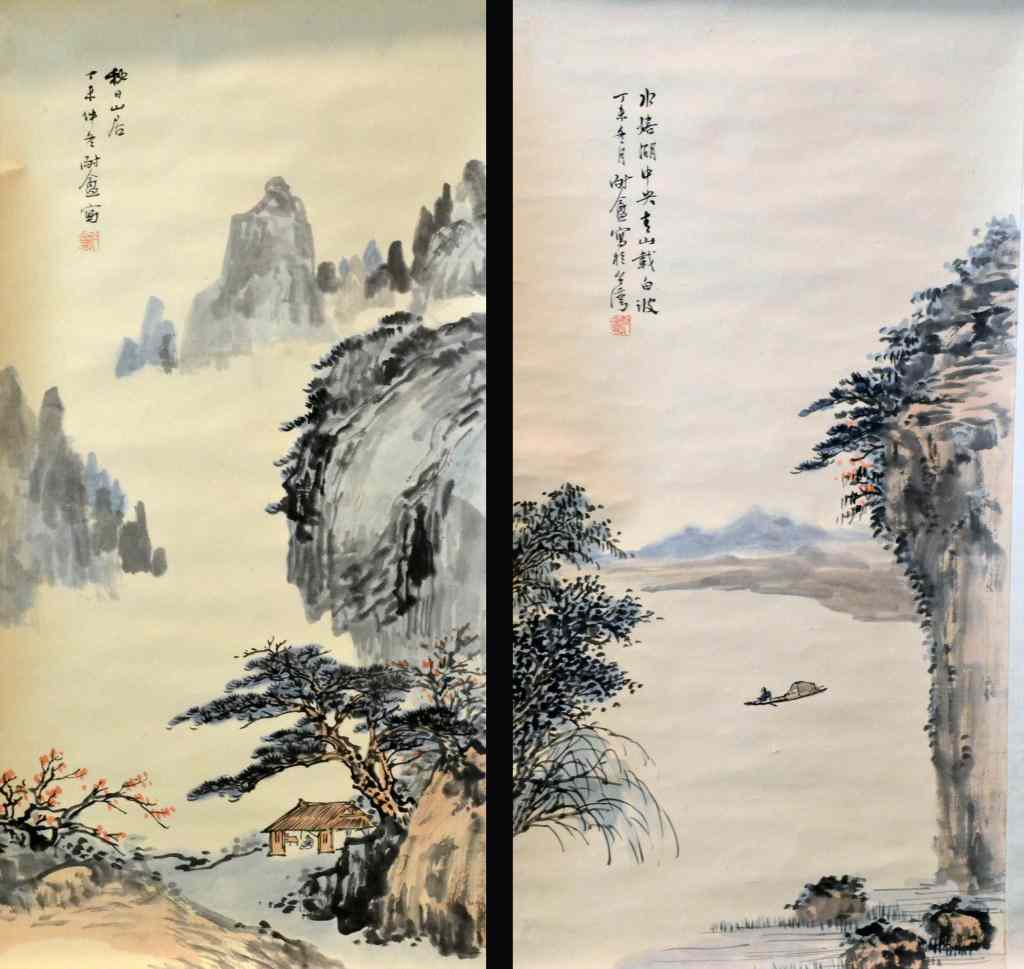 Appraisal: Chinese Scroll Paintings On PaperDepicting landscape and lake scene each