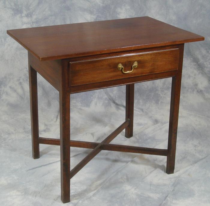 Appraisal: Walnut Chippendale side table with one drawer cross stretcher base