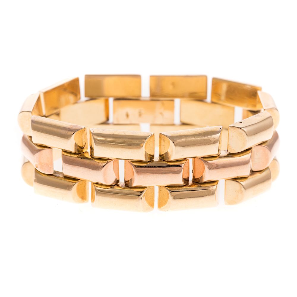 Appraisal: A Ladies Two Toned Wide Brick Link Bracelet in K