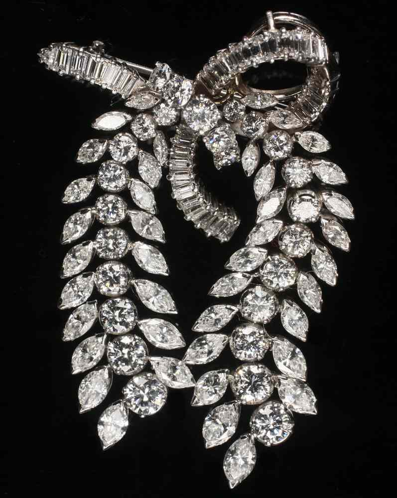 Appraisal: BROOCH - One K White Gold and Diamond Floral Form