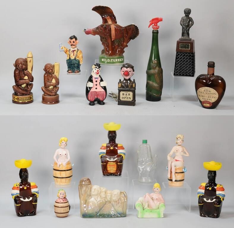 Appraisal: Lot of liquor bottles and decanters including J W Dant