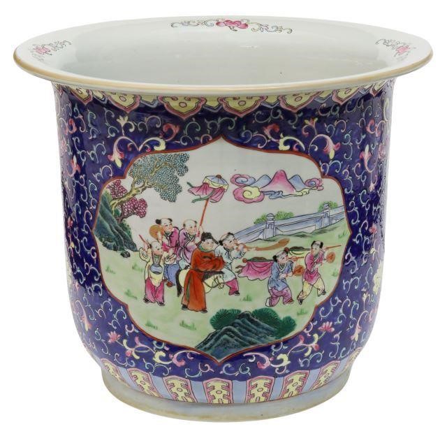 Appraisal: Chinese famille rose porcelain planter having flared rim with floral