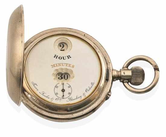 Appraisal: AN ANTIQUE FAVRE LEUBA JUMP HOUR POCKET WATCH Crown wind