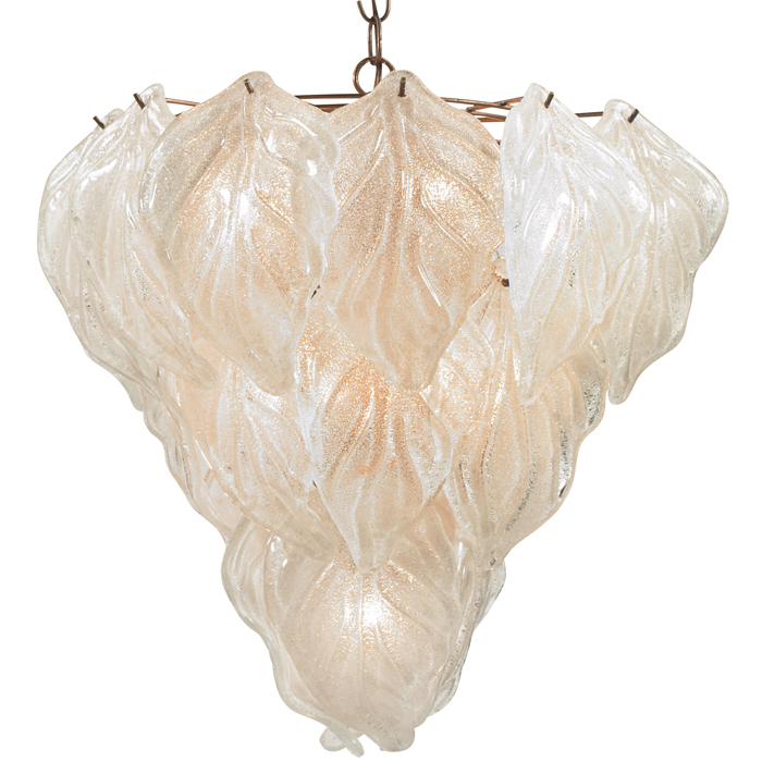 Appraisal: Italian glass chandelier blown glass leaves with fine trapped bubbles