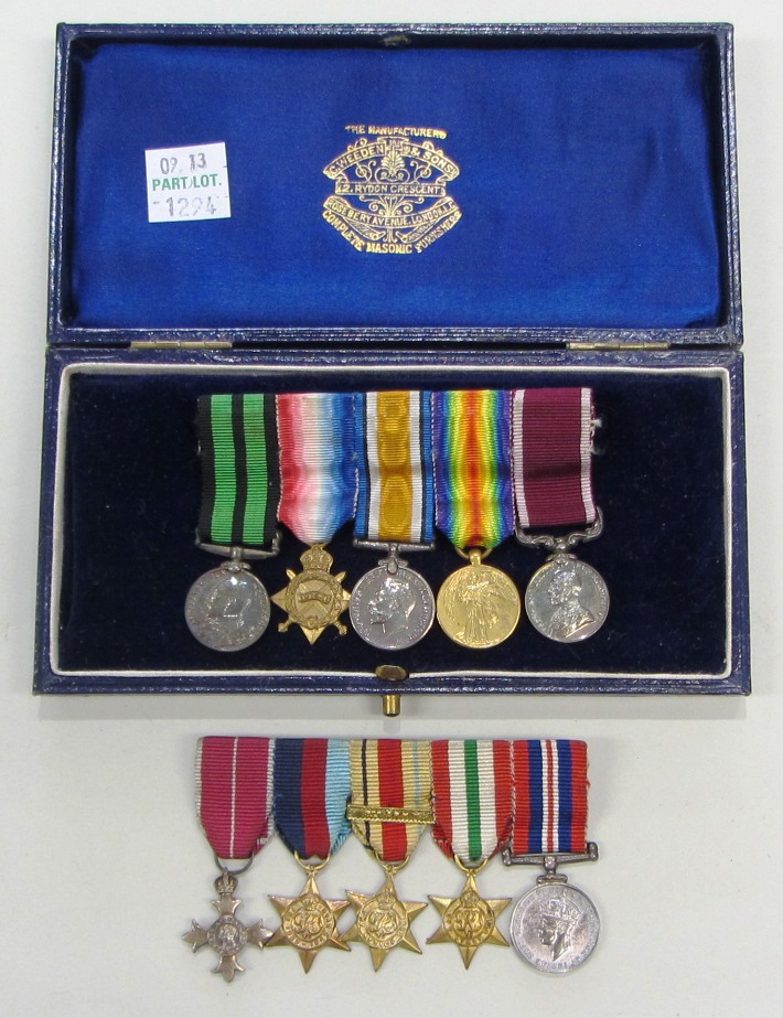 Appraisal: A group of five dress miniature medals comprising OBE military